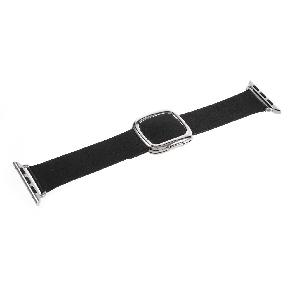 Genuine Leather Modern Style Watch Band for Apple Watch Series 8 7 41mm / Series 6 SE / SE(2022) 5 4 40mm / Series 3 2 1 38mm - Black