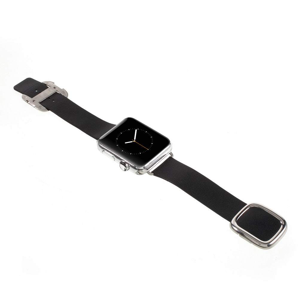 Genuine Leather Modern Style Watch Band for Apple Watch Series 8 7 41mm / Series 6 SE / SE(2022) 5 4 40mm / Series 3 2 1 38mm - Black