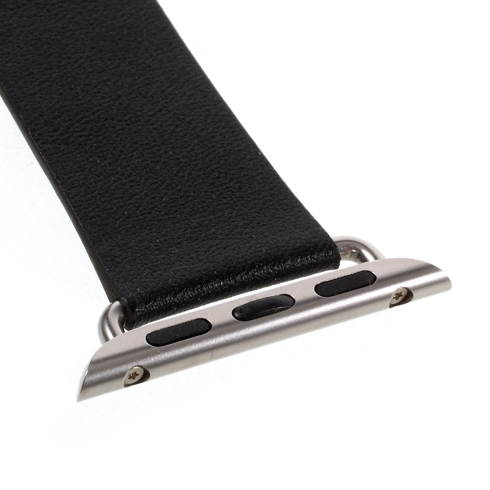 Genuine Leather Modern Style Watch Band for Apple Watch Series 8 7 41mm / Series 6 SE / SE(2022) 5 4 40mm / Series 3 2 1 38mm - Black