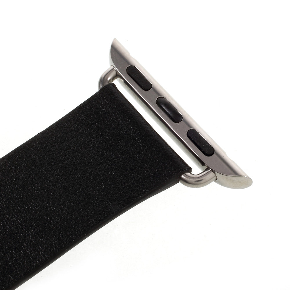 Genuine Leather Modern Style Watch Band for Apple Watch Series 8 7 41mm / Series 6 SE / SE(2022) 5 4 40mm / Series 3 2 1 38mm - Black