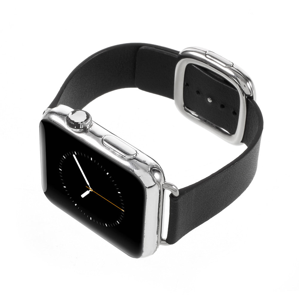 Genuine Leather Modern Style Watch Band for Apple Watch Series 8 7 41mm / Series 6 SE / SE(2022) 5 4 40mm / Series 3 2 1 38mm - Black