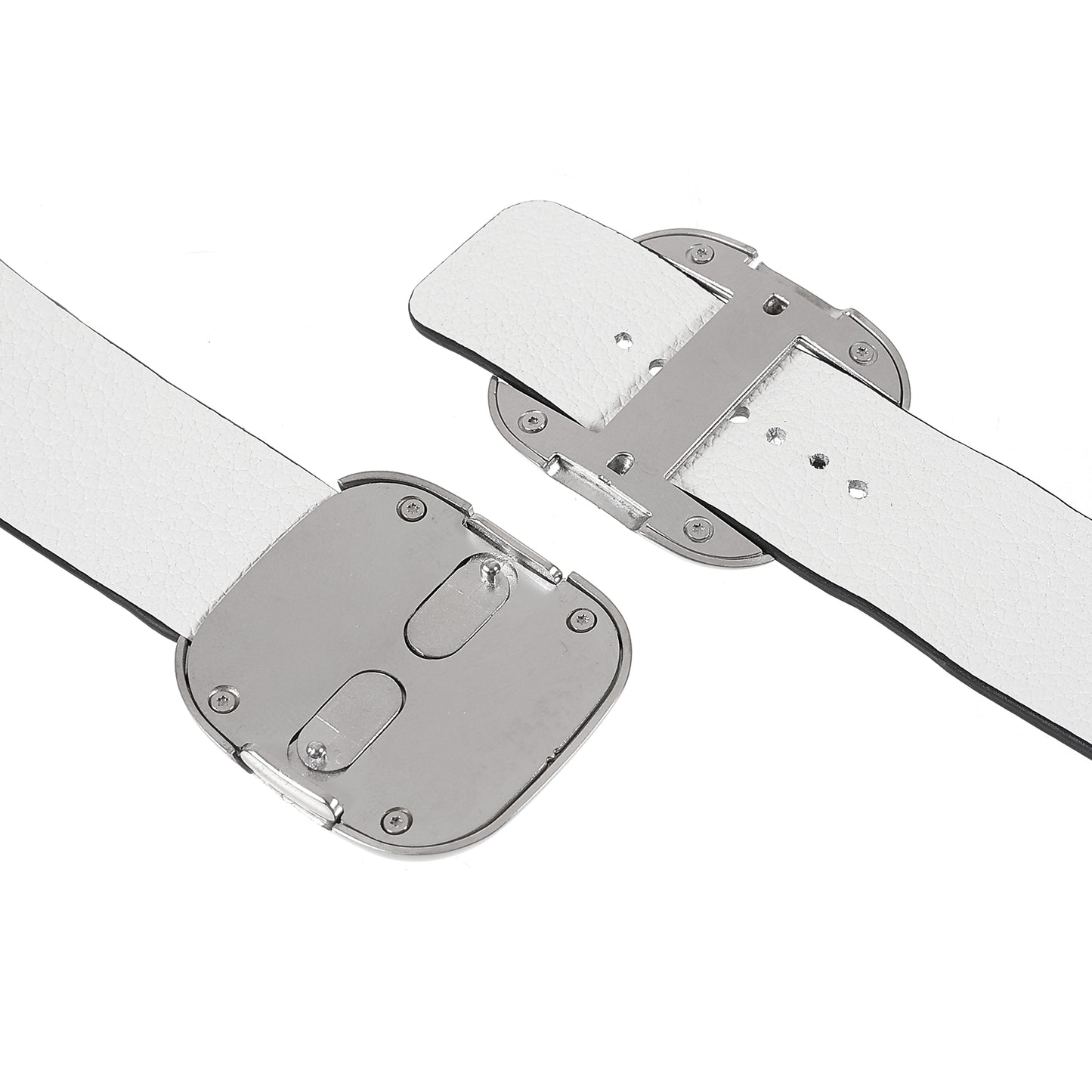 Genuine Leather Modern Style Watch Band Adjustable Wrist Strap for Apple Watch Series 8 41mm / Series 7 41mm / Series 6 SE / SE(2022) 5 4 40mm / Series 3 2 1 38mm - White / Black Edge