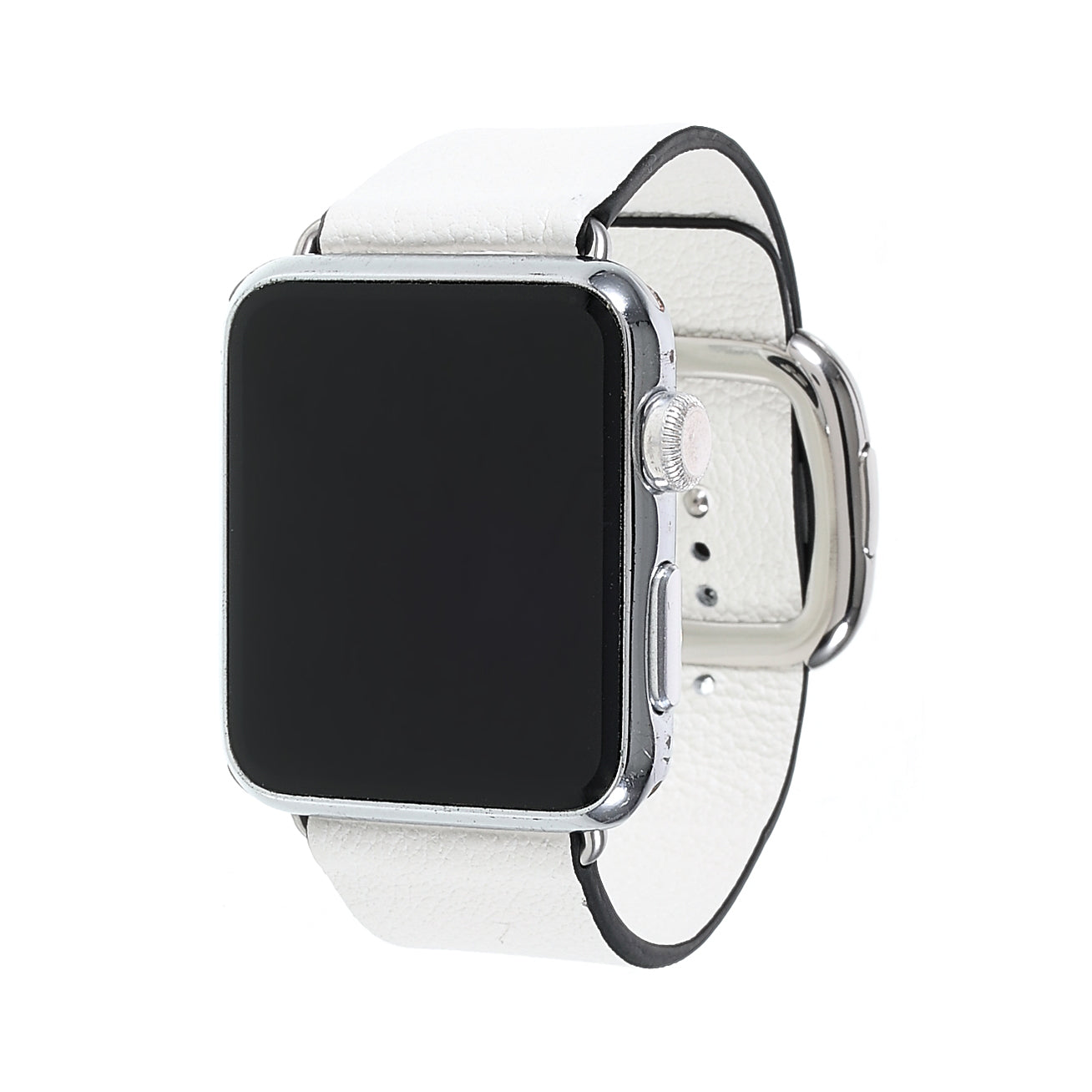 Genuine Leather Modern Style Watch Band Adjustable Wrist Strap for Apple Watch Series 8 41mm / Series 7 41mm / Series 6 SE / SE(2022) 5 4 40mm / Series 3 2 1 38mm - White / Black Edge