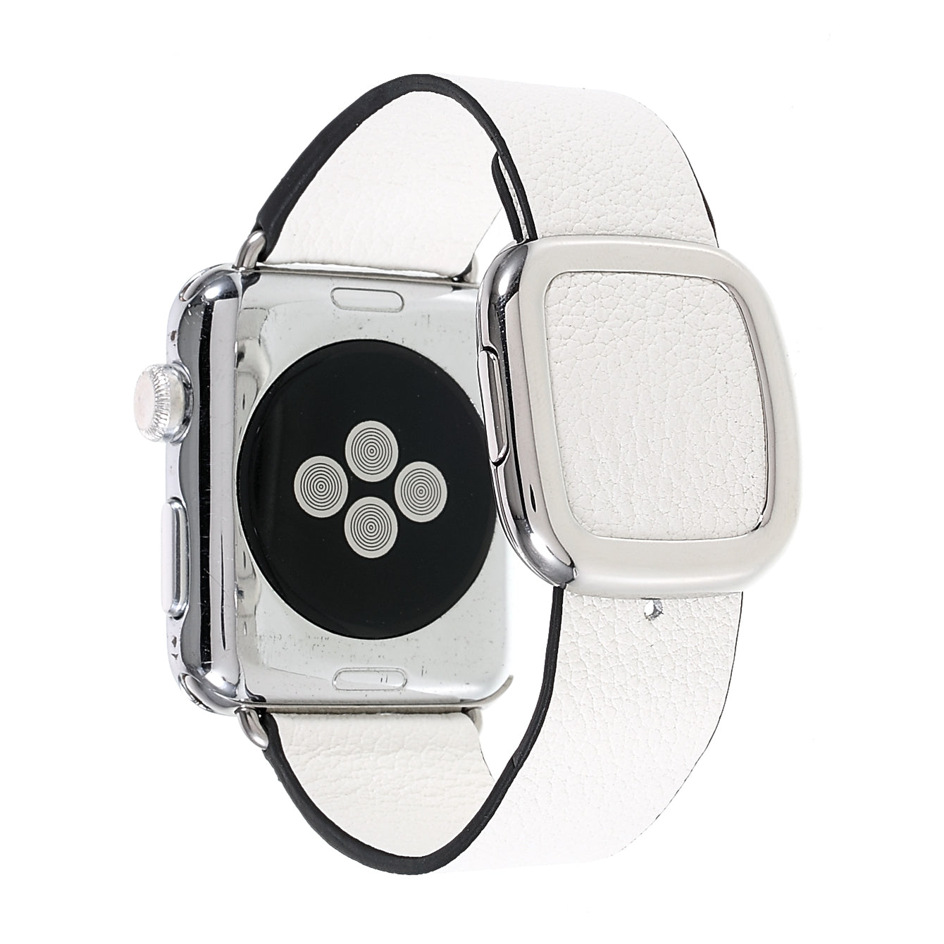 Genuine Leather Modern Style Watch Band Adjustable Wrist Strap for Apple Watch Series 8 41mm / Series 7 41mm / Series 6 SE / SE(2022) 5 4 40mm / Series 3 2 1 38mm - White / Black Edge