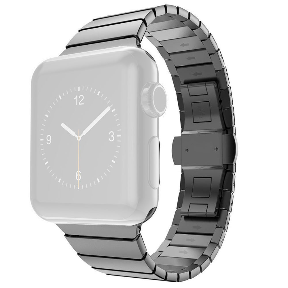 Stainless Steel Link Chain Watch Band with Butterfly Buckle for Apple Watch Series 8 7 41mm / Series 6 SE / SE(2022) 5 4 40mm / Series 3 2 1 38mm - Black