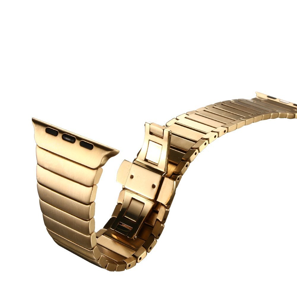 Solid Stainless Steel Link Bracelet Watch Strap for Apple Watch Series 8 7 41mm / Series 6 SE / SE(2022) 5 4 40mm / Series 3 2 1 38mm - Rose Gold Color