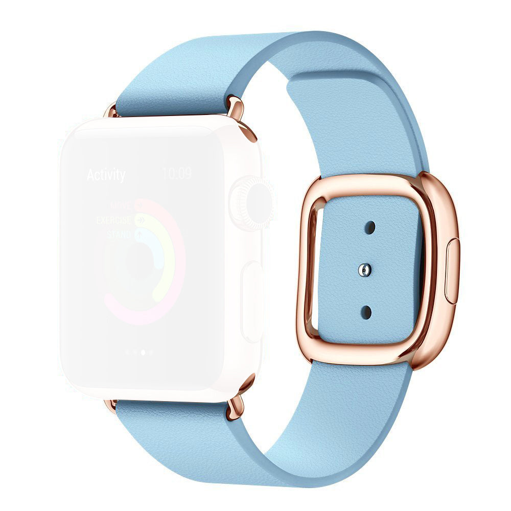 Genuine Leather Watchband Strap with Magnetic Buckle for Apple Watch Series 8 / 7 41mm / Series 6 SE / SE(2022) / 5 / 4 40mm / Series 3 / 2 / 1 38mm - Baby Blue