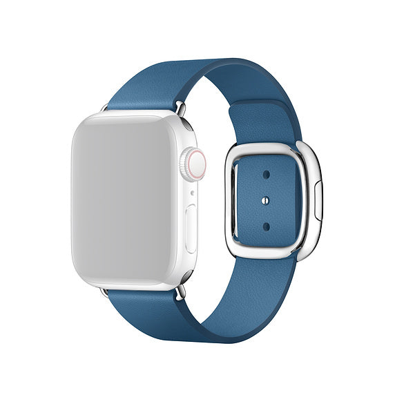 Modern Style Genuine Leather Watchband with Magnetic Buckle for Apple Watch Series 8 45mm / Ultra 49mm / 7 45mm / Series 6 SE / SE (2022) / 5 4 44mm / Series 3 2 1 42mm - Dark Blue