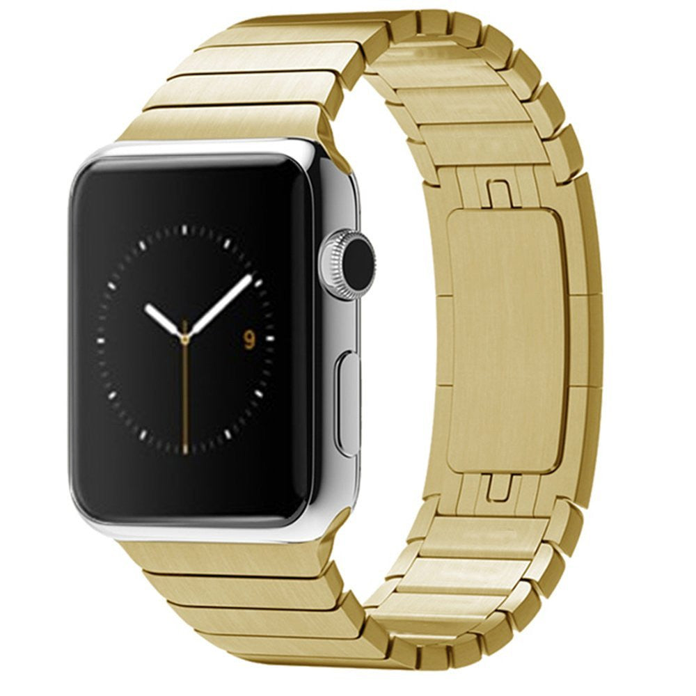 1:1 Scale Butterfly Clasp Stainless Steel Watch Band for Apple Watch Series 8 45mm / Ultra 49mm / 7 45mm / Series / 6 SE / SE (2022) / 5 / 4 44mm / Series 3 / 2 / 1 42mm - Gold Color