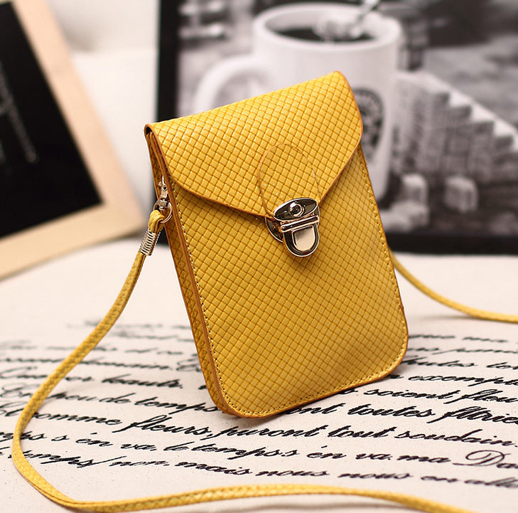 Mini Leather Pouch with Woven Texture for iPhone 8 Plus/7 Plus/ Samsung S8 etc., Size: 115 x 165mm - Yellow