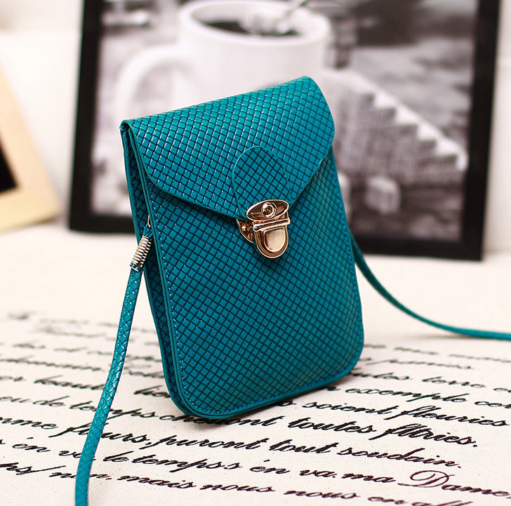 Woven Texture Leather Pouch Wallet with Strap for iPhone 8 Plus/7 Plus/ Samsung S8 etc., Size: 115 x 165mm - Cyan