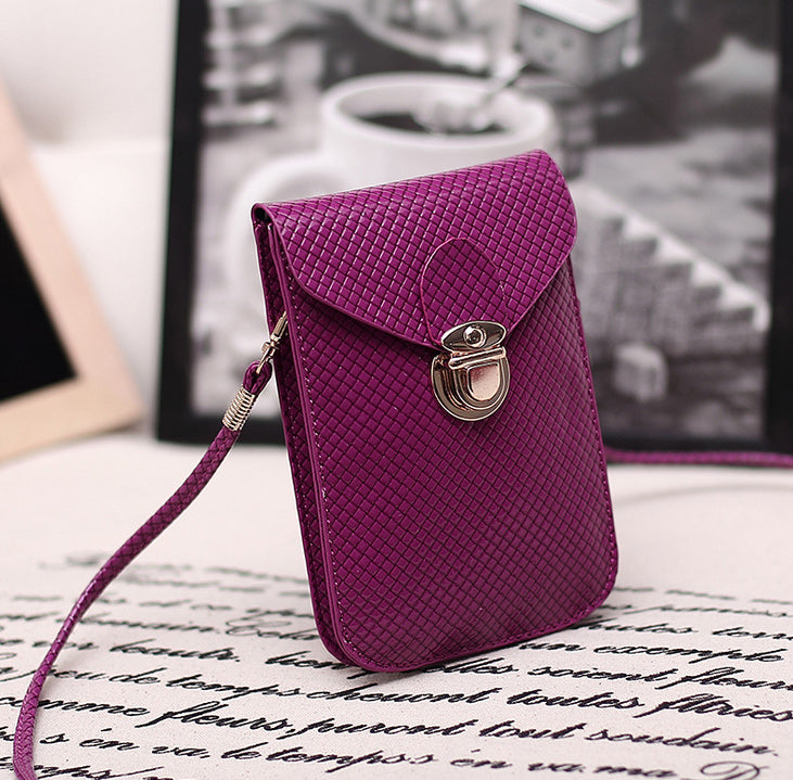 Leather Pouch Case with Detachable Shoulder Strap for iPhone 8 Plus/7 Plus/ Samsung S8 etc., Size: 115 x 165mm - Purple