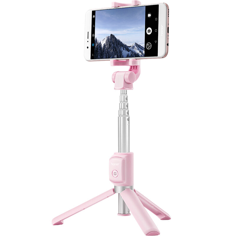 HUAWEI HONOR AF15 2 in 1 Smartphone Tripod Stand and Selfie Stick Bluetooth Control for Huawei P10 etc. - Pink