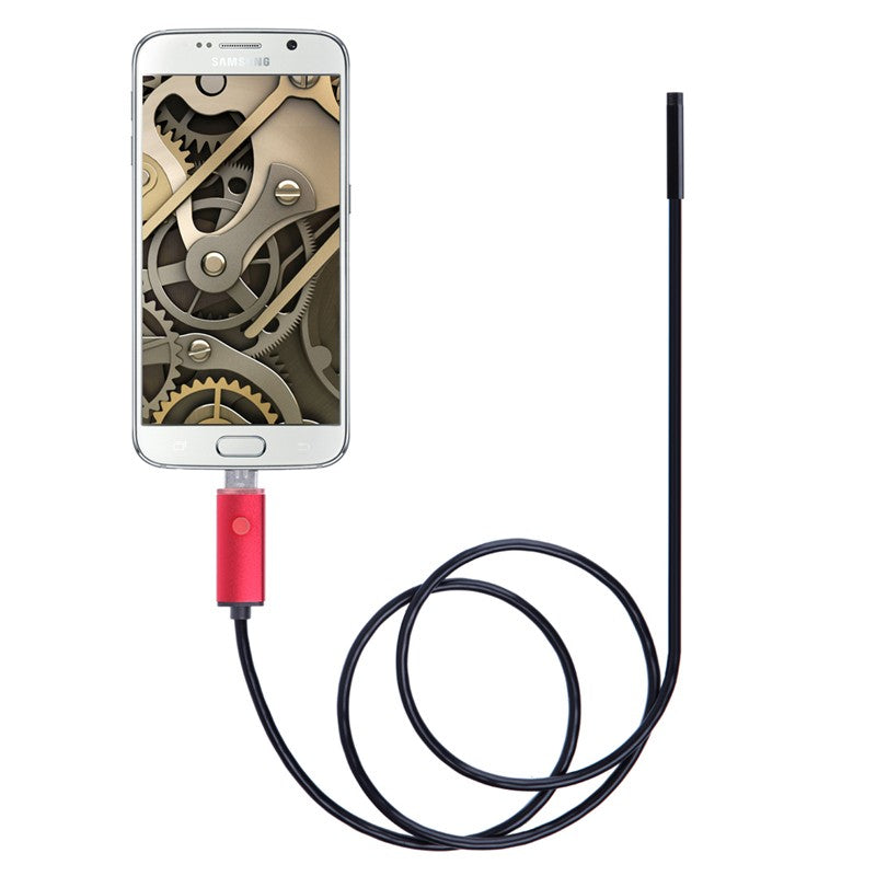 Uniqkart 10M 6-LED 7mm Android PC USB Waterproof Endoscope Inspection Video Camera - Red