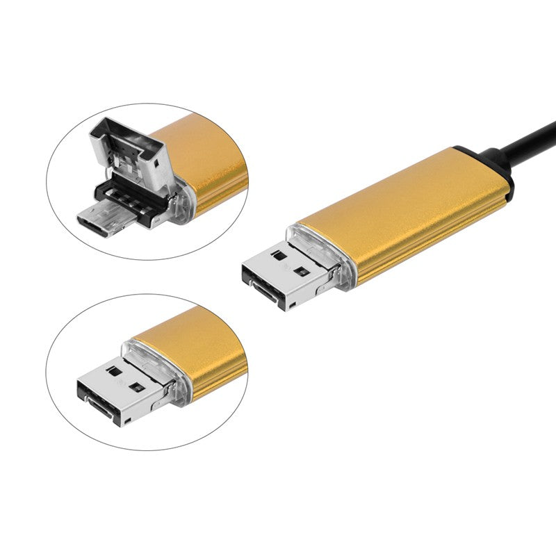 Uniqkart 10M 7mm 6-LED Waterproof Android PC USB Endoscope Inspection Video Camera - Gold Color
