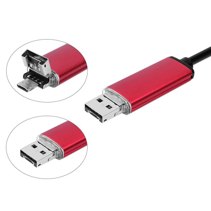 Uniqkart 5M 5.5mm Waterproof 6-LED Android PC USB Endoscope Inspection Video Camera - Red