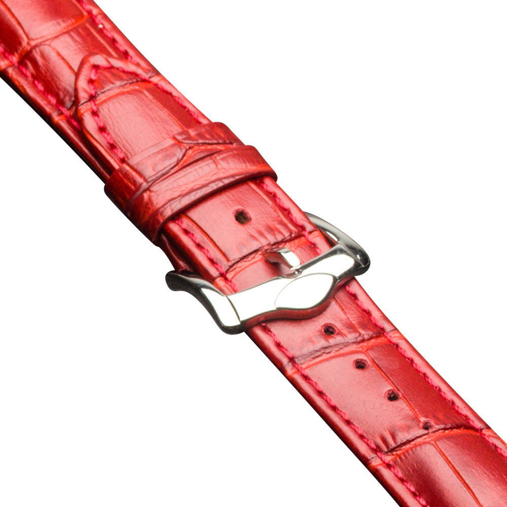 Uniqkart for Apple Watch Series 8 7 41mm / Series 6 SE / SE(2022) 5 4 40mm / Series 3 2 1 38mm Crocodile Texture Genuine Leather Wrist Strap - Red