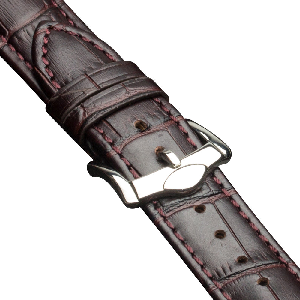 Uniqkart for Apple Watch Series 8 7 41mm / Series 6 SE / SE(2022) 5 4 40mm / Series 3 2 1 38mm Crocodile Texture Genuine Leather Wrist Strap - Coffee