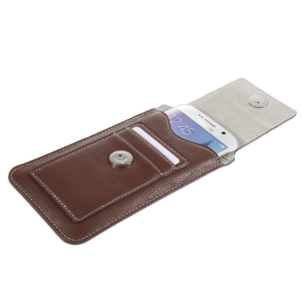 Universal 5.2-inch Leather Pouch Case with Belt Loop for iPhone 8 7 Etc., Size: 145x85mm - Brown