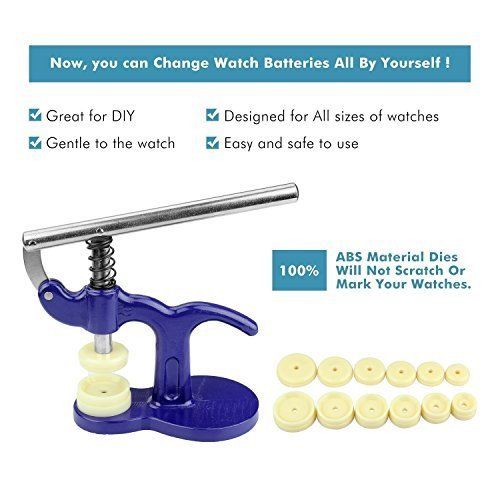 Watch Press Set Watch Case Closer with 12 Dies - Glossy Handle