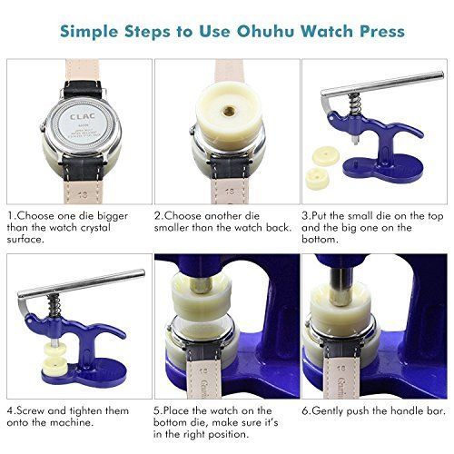 Watch Press Set Watch Case Closer with 12 Dies - Glossy Handle