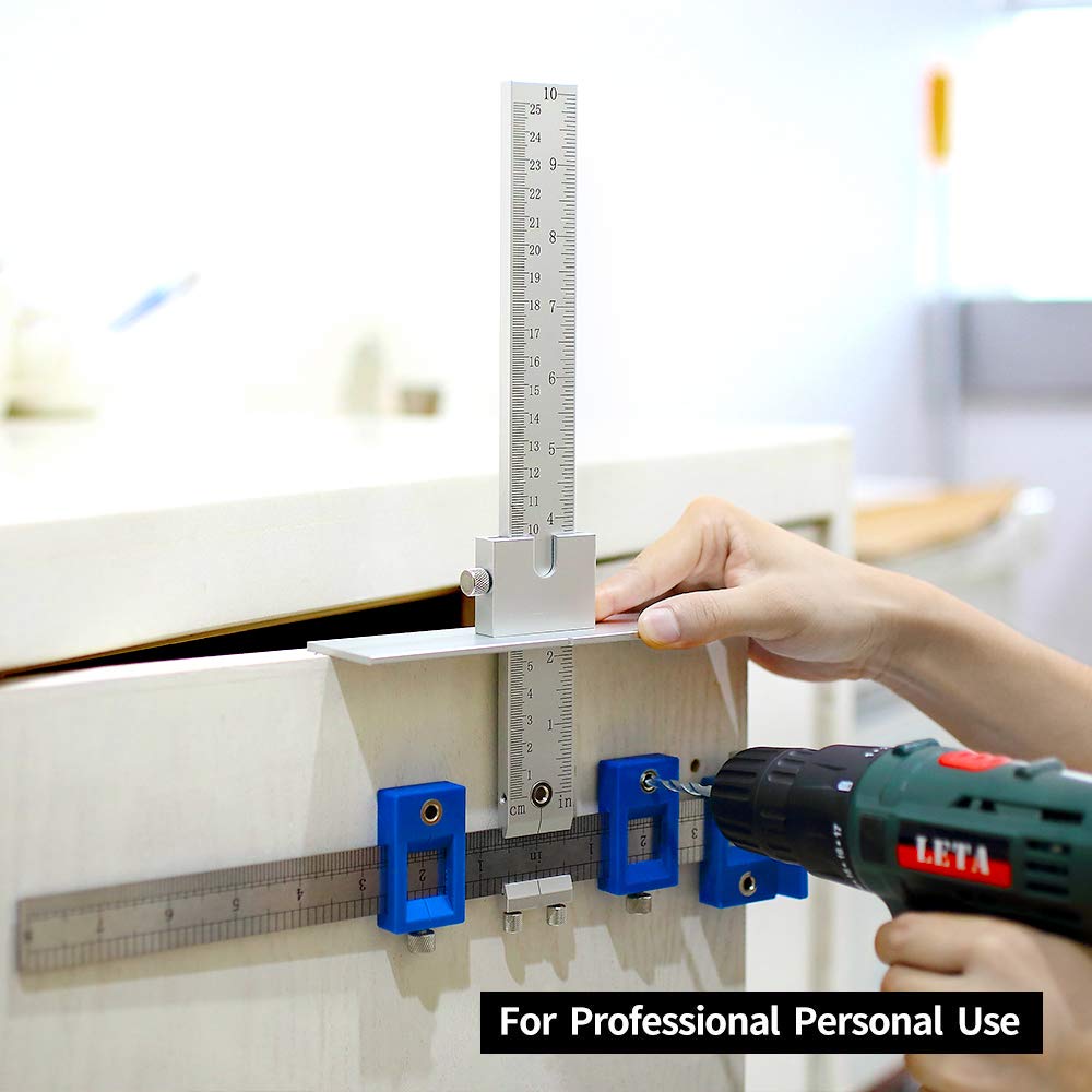 Cabinet Hardware Jig Punch Locator Drill Guide Sleeve Drill Template Guide for Door Drawer Handle Knobs Pull Installation Aluminum Alloy - Inch and Metric