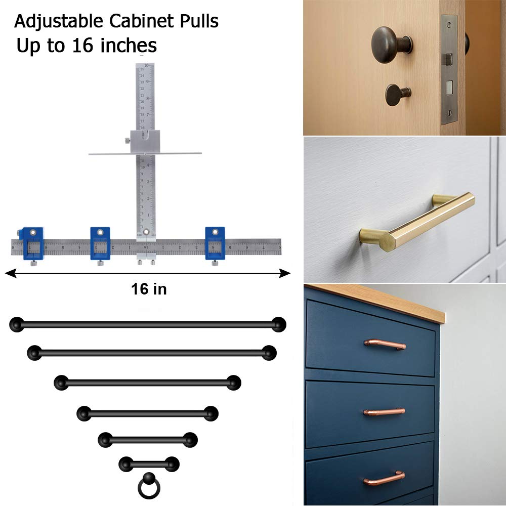 Cabinet Hardware Jig Punch Locator Drill Guide Sleeve Drill Template Guide for Door Drawer Handle Knobs Pull Installation Aluminum Alloy - Inch and Metric