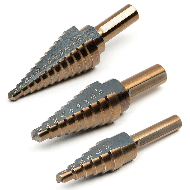 5 PCS Stepped Drills Imperial Tool Set with Aluminum Box