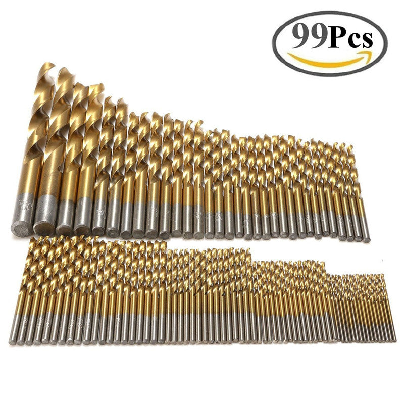 99Pcs/Set 1.5mm - 10mm Titanium HSS Drill Bits
