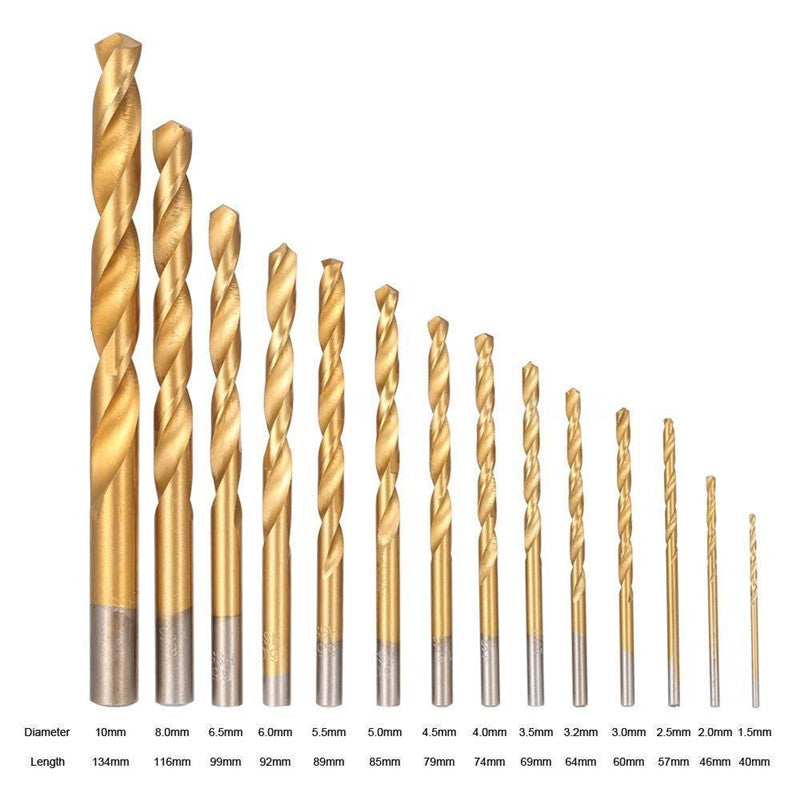 99Pcs/Set 1.5mm - 10mm Titanium HSS Drill Bits