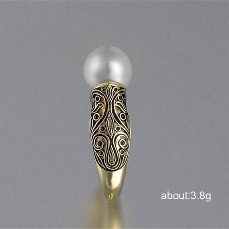 Women Retro Style Inlaid Delicate Synthetic Pearl Ring Jewelry (5)