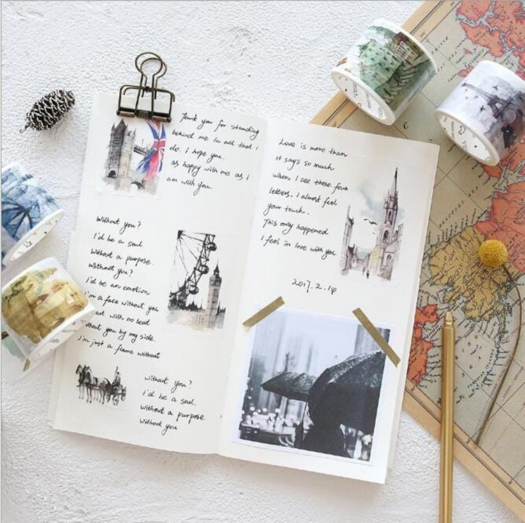 2 Rolls Letter Lover Paper Tape Travel Architectural Sticker (Thailand)