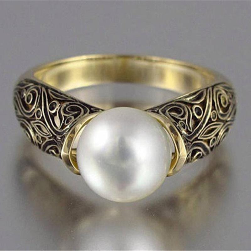 Women Retro Style Inlaid Delicate Synthetic Pearl Ring Jewelry (5)