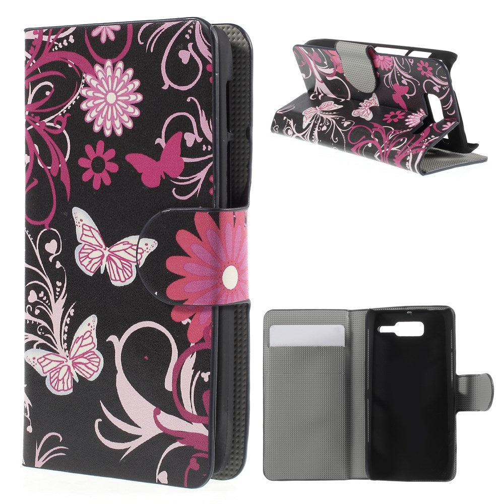 Floral Butterflies Flip Leatherette Stand Cover for Motorola RAZR D3 XT919 XT920