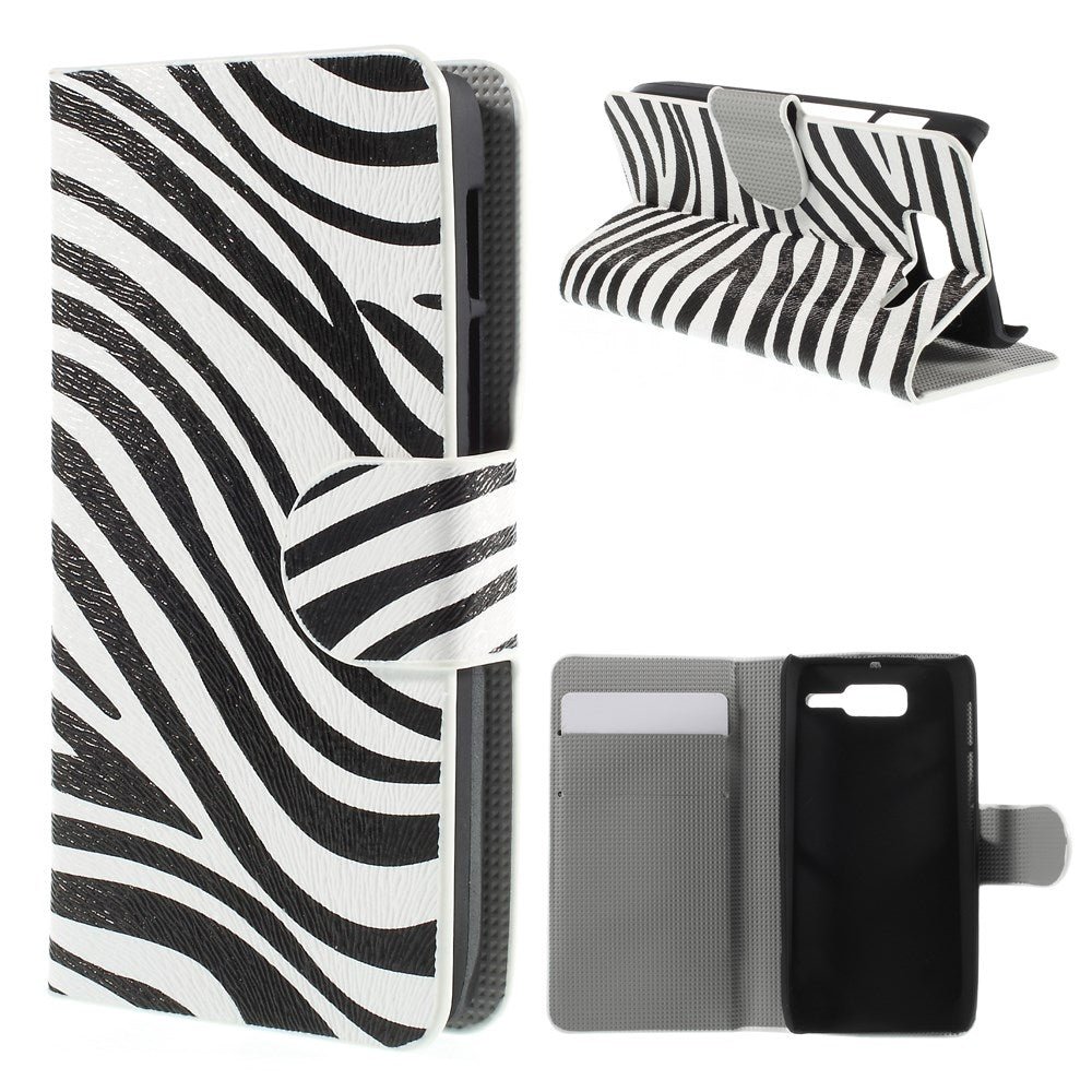 Zebra Stripe Magnetic Leatherette Stand Cover for Motorola RAZR D3 XT919 XT920