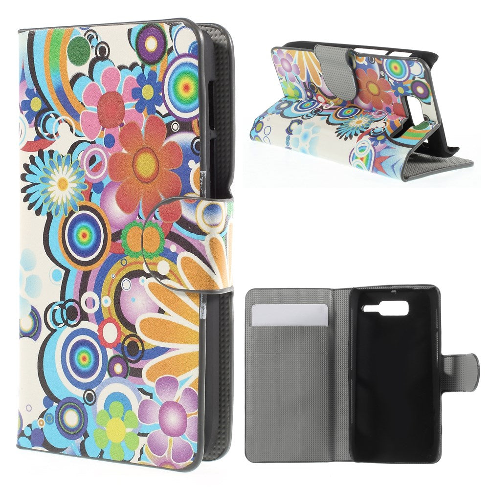 Flowers Circles Leatherette Case with Card Slots for Motorola RAZR D3 XT919 XT920