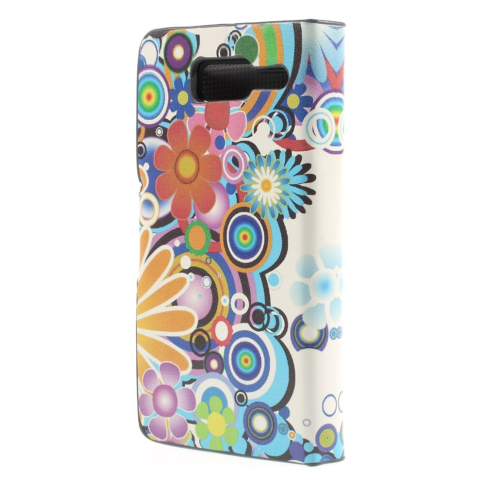 Flowers Circles Leatherette Case with Card Slots for Motorola RAZR D3 XT919 XT920