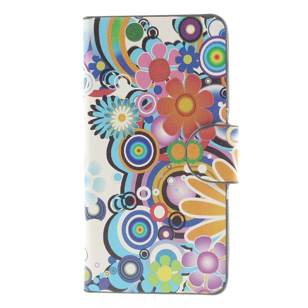 Flowers Circles Leatherette Case with Card Slots for Motorola RAZR D3 XT919 XT920