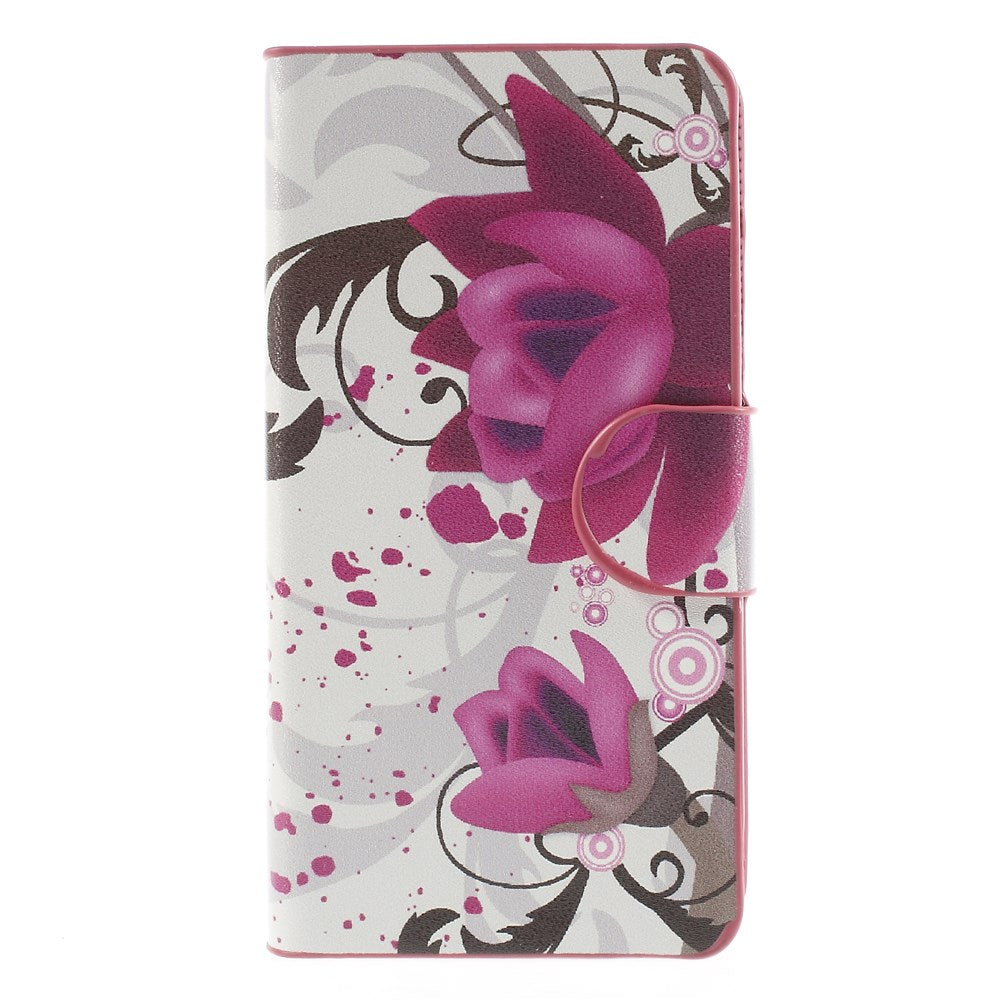 Purple Flowers Stand Leatherette Cover for Motorola RAZR D3 XT919 XT920