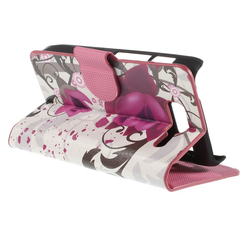 Purple Flowers Stand Leatherette Cover for Motorola RAZR D3 XT919 XT920