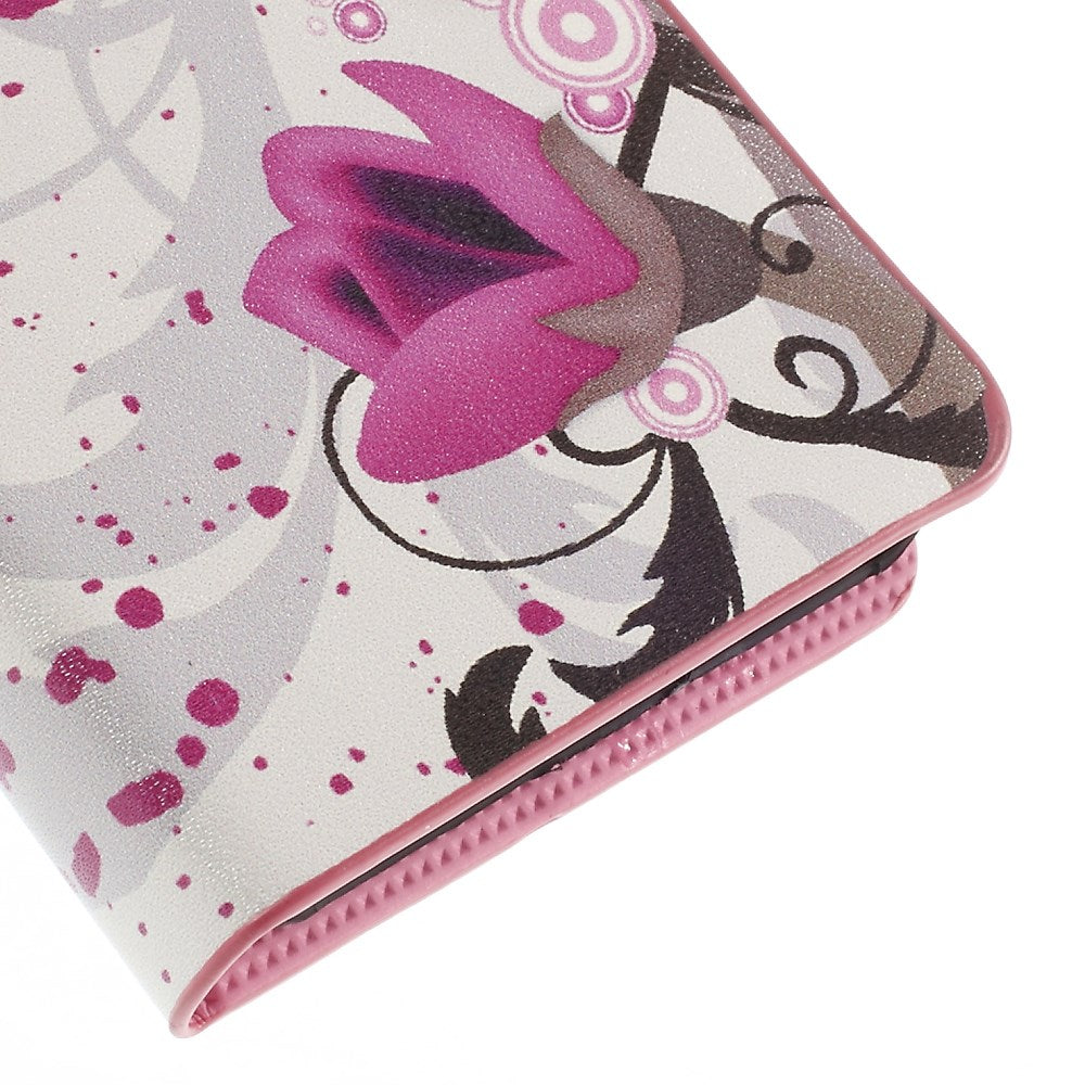 Purple Flowers Stand Leatherette Cover for Motorola RAZR D3 XT919 XT920