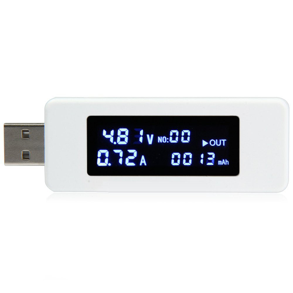 KCX-045 USB LCD Screen Voltage Current Detector for Smartphone Power Bank - White