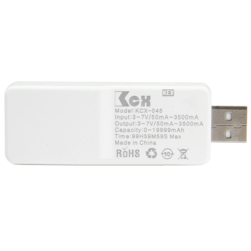 KCX-045 USB LCD Screen Voltage Current Detector for Smartphone Power Bank - White