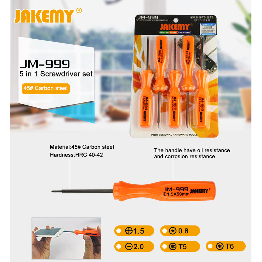 Jakemy JM-999 5Pcs / Set Torx Pentagon Philips Screwdriver Repair Tool Kit