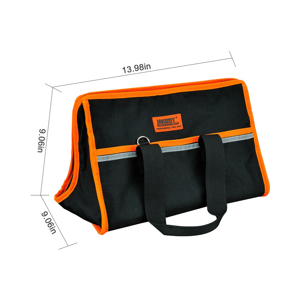 JAKEMY JM-B01 Large Professional Tool Storage Bag, Size: 355 x 230 x 230mm - Black / Orange