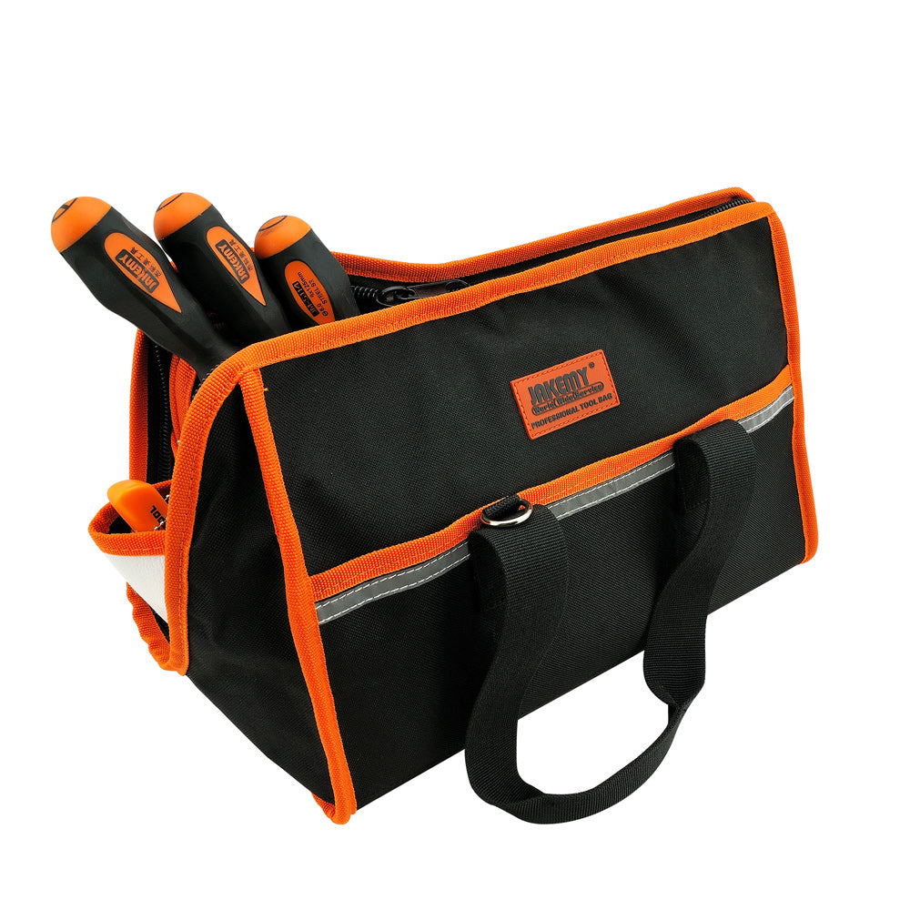 JAKEMY JM-B01 Large Professional Tool Storage Bag, Size: 355 x 230 x 230mm - Black / Orange