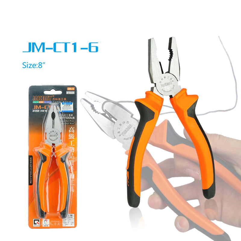 JAKEMY JM-CT1-6 8.0-inch Hardware Tool Non-slip Handle Lineman's Pliers
