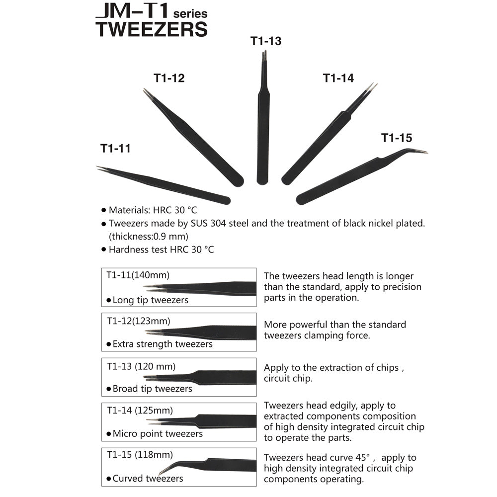 Jakemy JM-T1-T12 Professional Extra Strength Tweezers