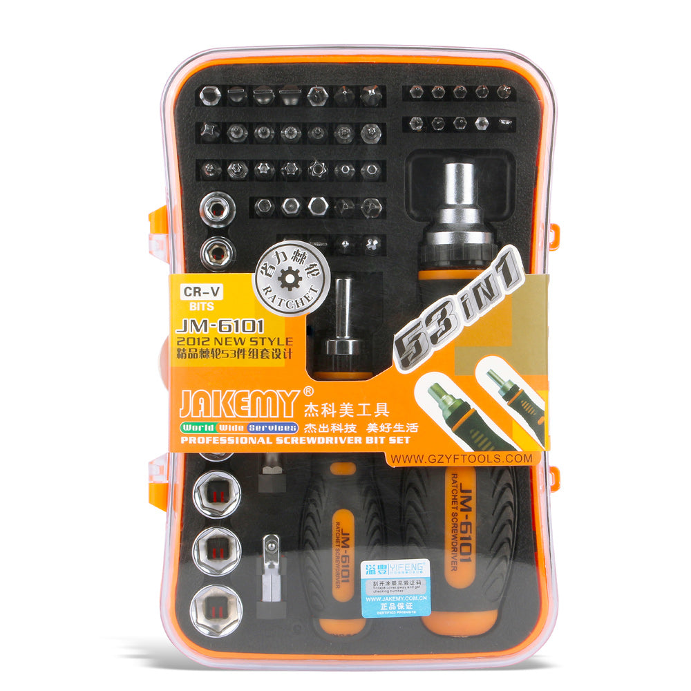 Jakemy JM-6101 53-in-1 Mobile Computer Bicycle Household Ratchet Hand Tools Mini Pocket Screwdriver Bits Set