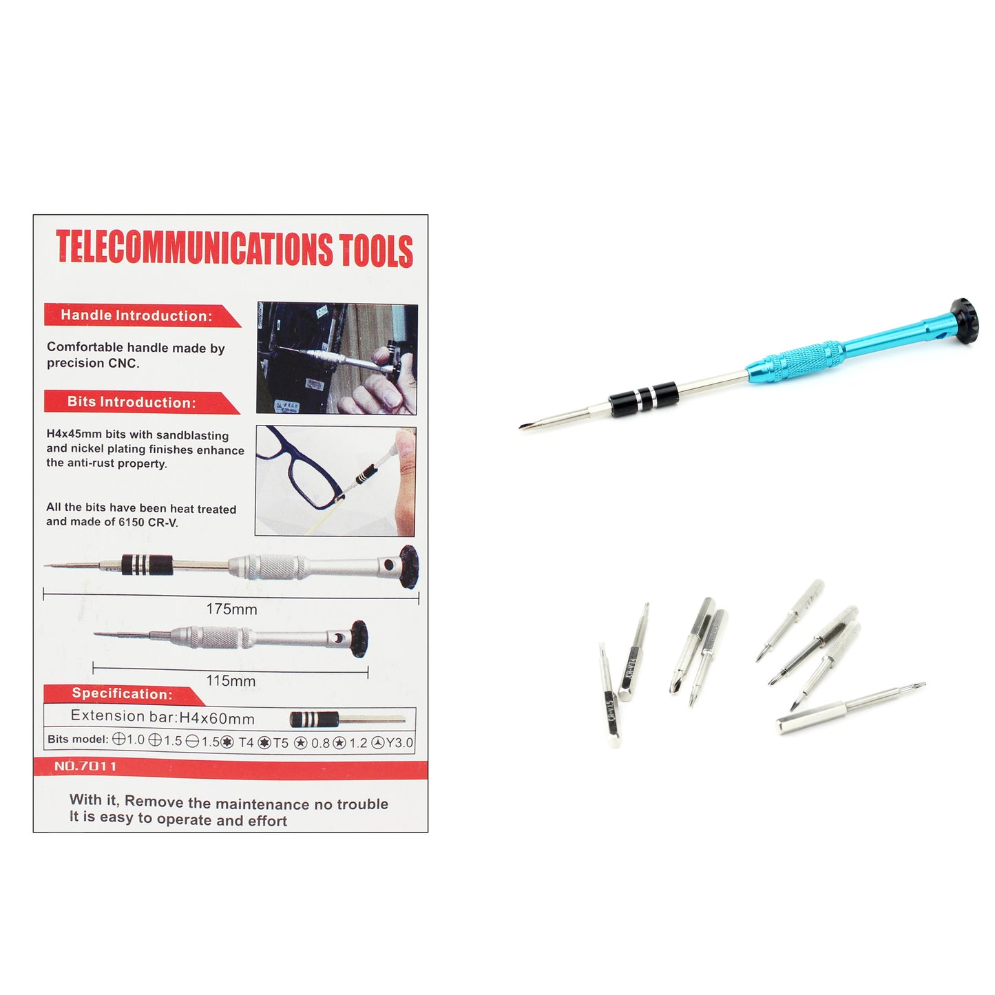 10-in-1 Professional Non-slip Handle with Torx Philips Slotted Pentagon Screwdriver Bits - Blue